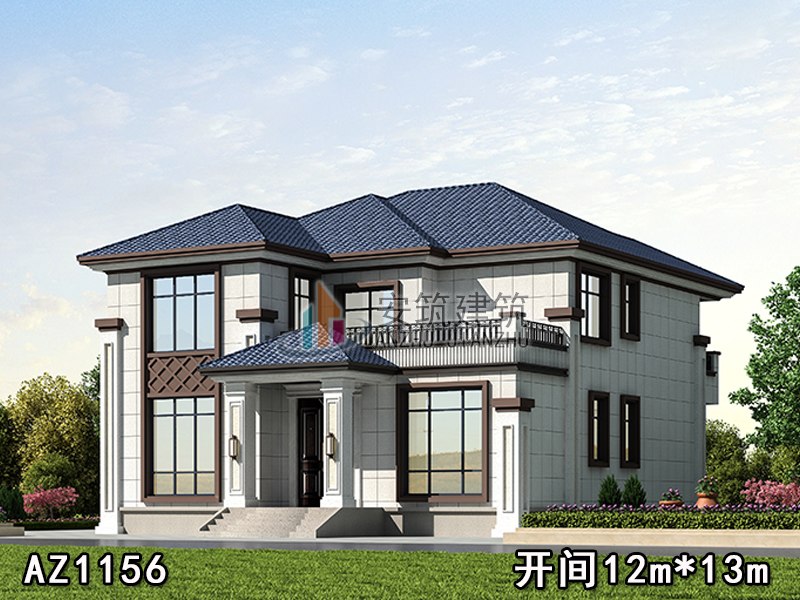 经典新中式双层设计农村别墅 AZ1156