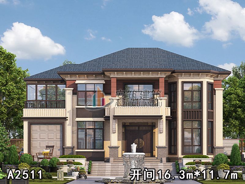 【定制设计】湖南卓总新中式别墅设计小洋房图纸A2511