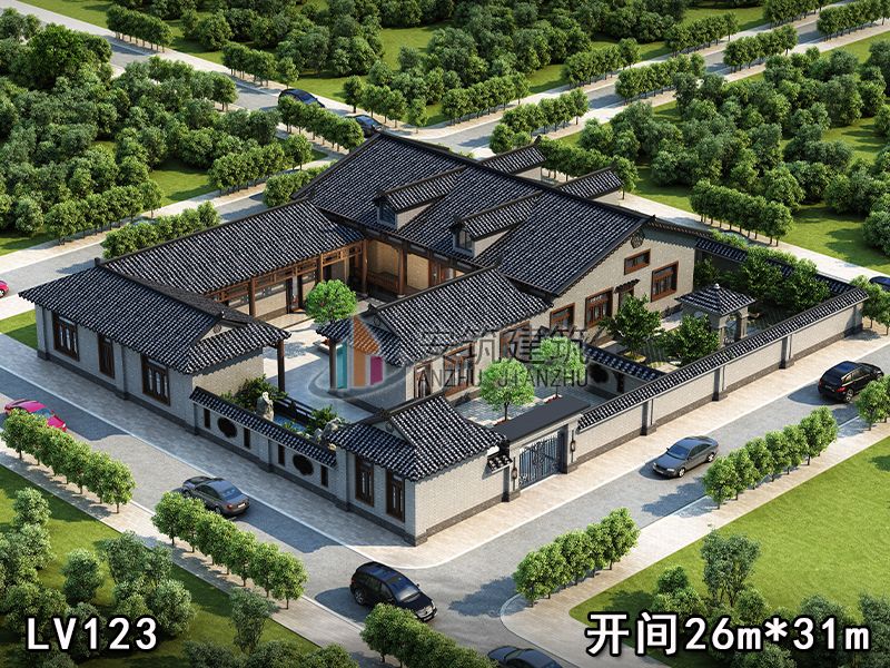 【定制设计】贵州许总中式四合院大气别墅设计图纸LV123