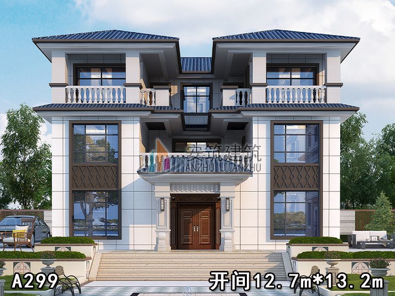 【定制设计】江西李总三层新中式风格农村别墅设计图纸A299