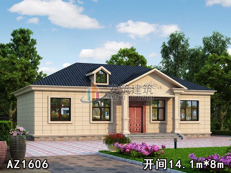 欧式精致一层农村别墅设计图纸AZ1606